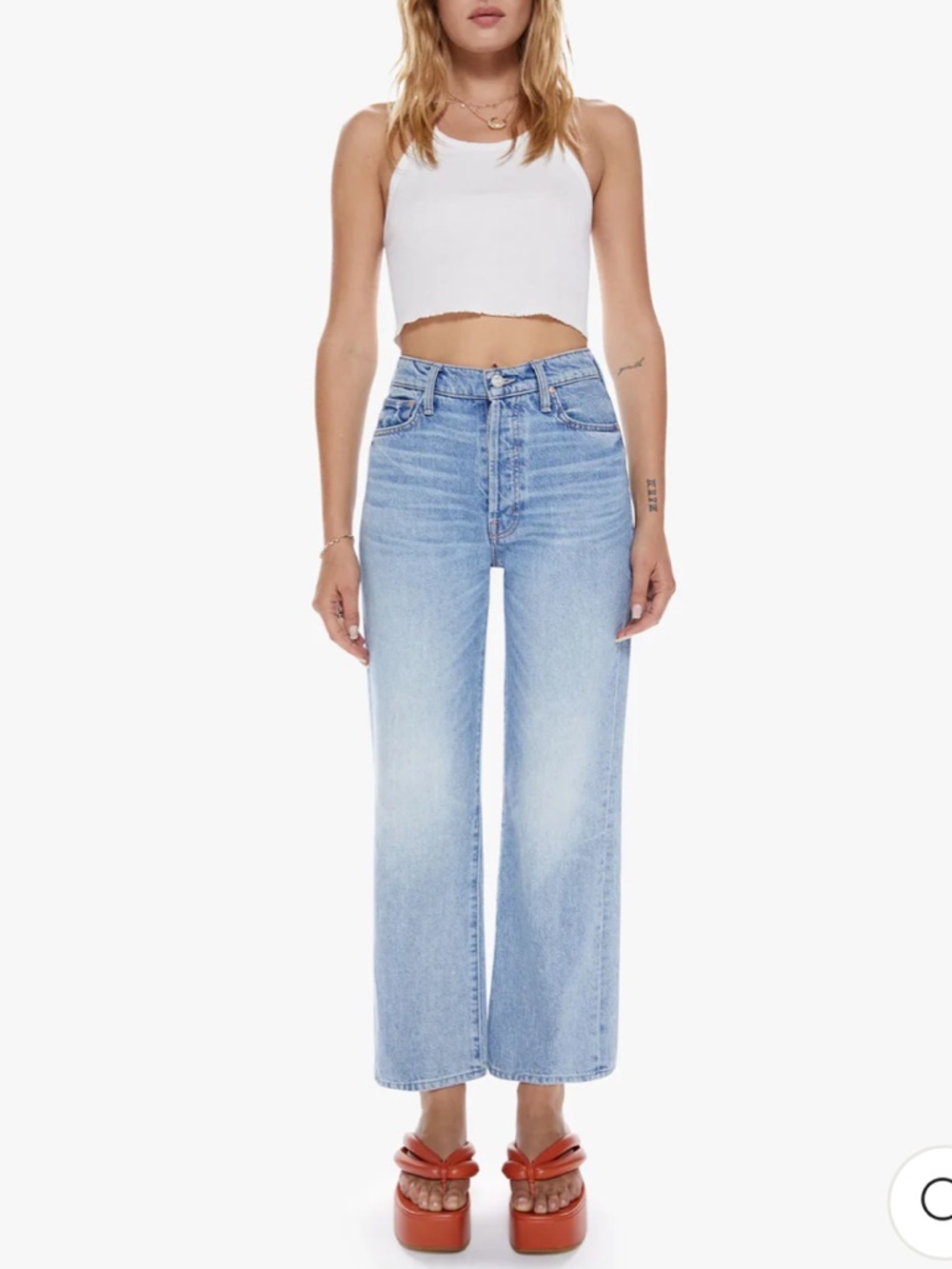 MOTHER Light Blue High-Rise Ankle Crop Jeans